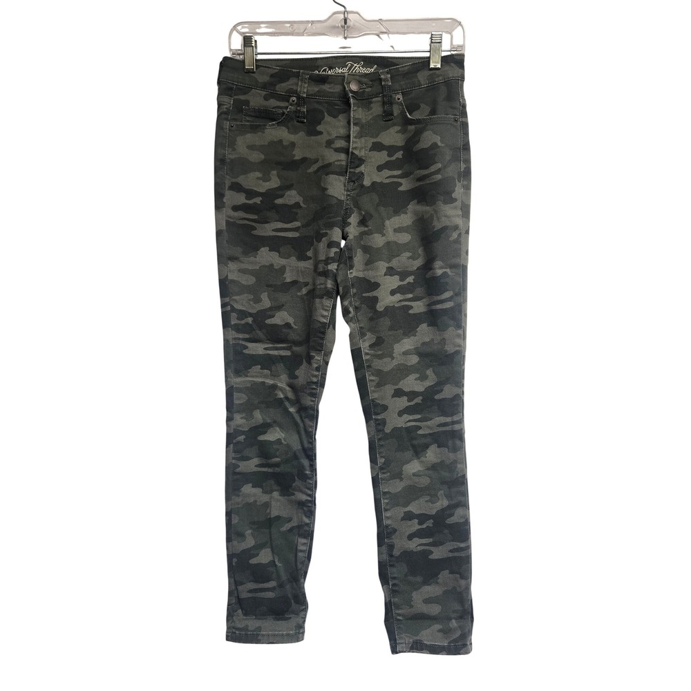 Universal‎ Thread Womens High Rise Skinny Crop Camo Jeans Green Grey Size 2/26
